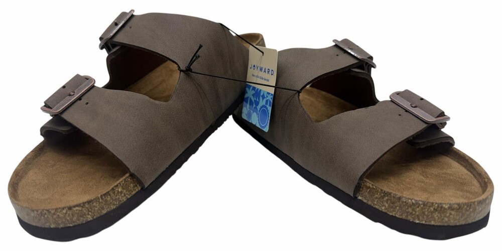 Joyward Men’s EVA Slide Sandals Size 9-10 Brown Double Buckle NEW
